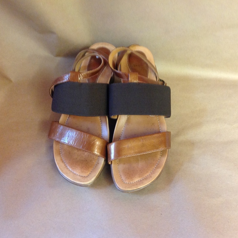 Dansko Brown Leather Ankle Sandal Ankle Wrap Wedge